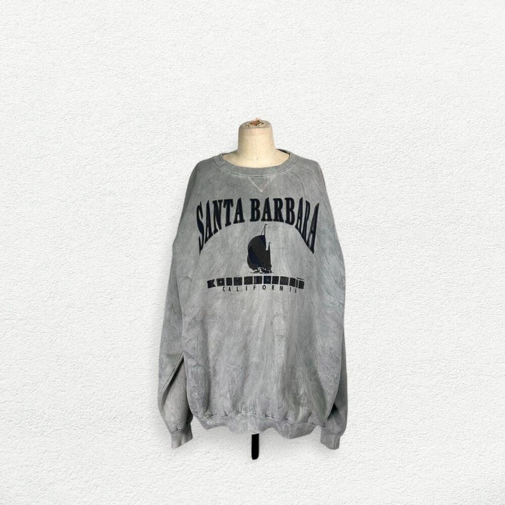 Vintage Santa Barbara California Sweatshirt in Washed Grey